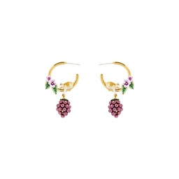 [23032629] Pink Flower de Luce Irises And Stone Enamel Necklace