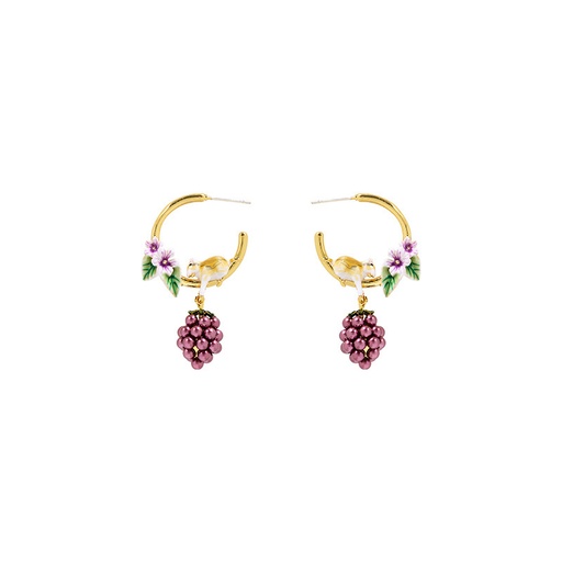 Pink Flower de Luce Irises And Stone Enamel Necklace