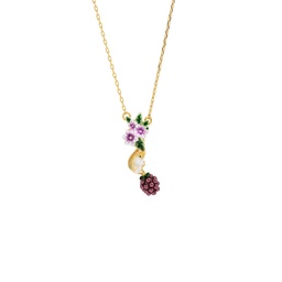 [23032632] Pink Flower de Luce Irises And Stone Enamel Adjustable Ring