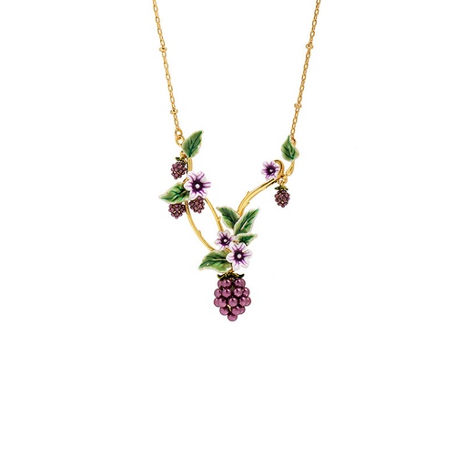 Peach Flower Blossom Branch Enamel Pendant Necklace