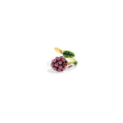 Berry And Leaf Enamel Adjustable Ring