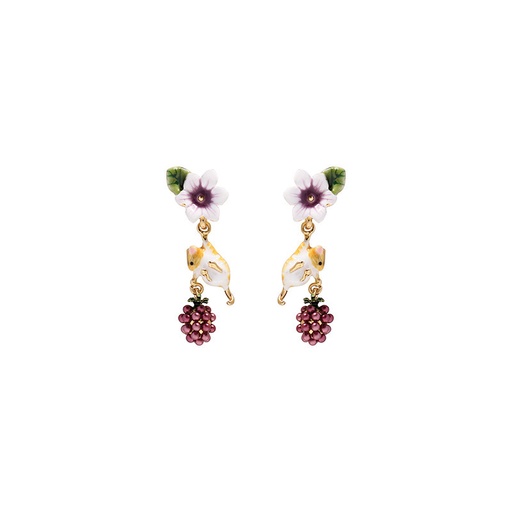 Lily of the Valley White Flower Blossom Enamel Dangle Earrings