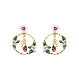 [23032644] Colorful Flower With Crystal Enamel Stud Earrings