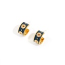 Daisy Flower C Shape Enamel Stud Earrings