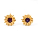 Sunflower With Crystal Enamel Stud Earrings