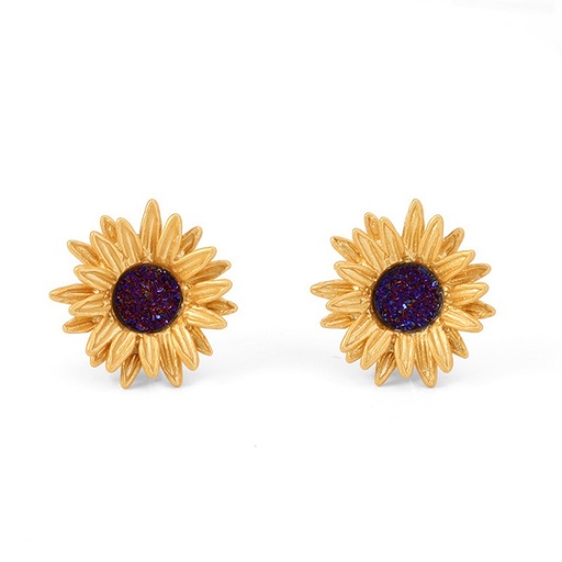Blue Flower de Luce Irises And Stone Enamel Adjustable Ring