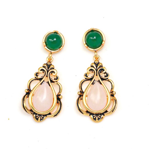 Butterfly Orchid Flower Blossom Enamel Chain Dangle Earrings
