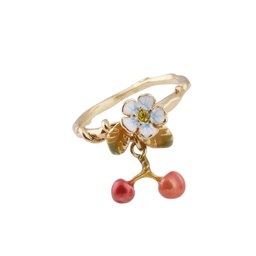 [19040637] Mermaid and Pearl Stone Enamel Adjustable Ring Jewelry Gift