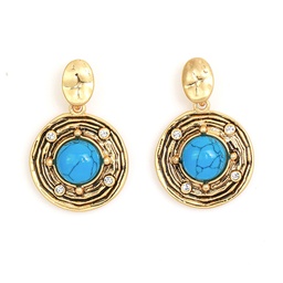 Blue Irises Flower And Crystal Enamel Stud Earrings