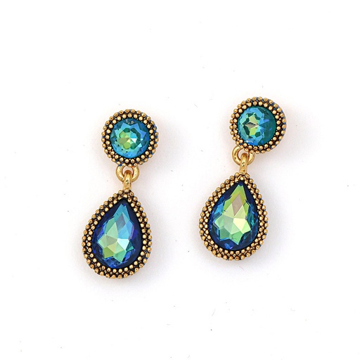 Inlaid Crystal Drop Shape Retro Vintage Dangle Earrings