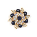 Inlaid Zircon Leaf Stone Flower Shape Retro Vintage Brooch