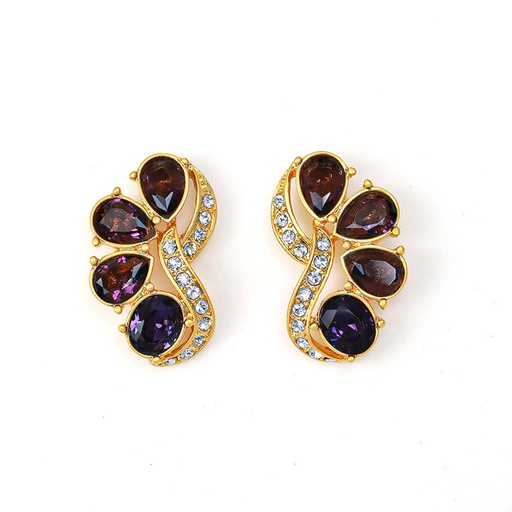 Inlaid Zircon Crystal Retro Vintage Stud Earrings