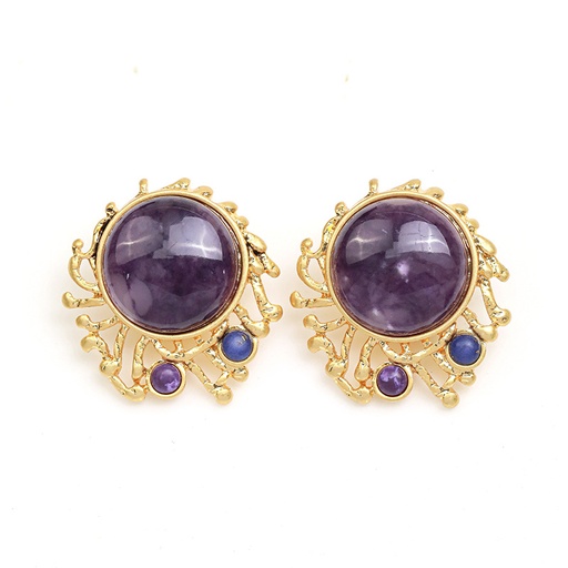Purple Stone Retro Vintage Stud Earrings