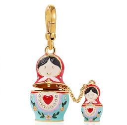 [23042723] Blue Flower And Natural Pearl Enamel Pendant Necklace