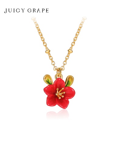 White Pink Red Daisy Flower Enamel Pendant Necklace