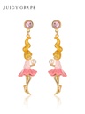 Fairy Girl With Pearl Enamel Dangle Stud Earrings Jewelry Gift