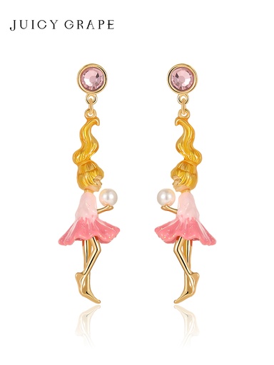 Flower Basket Enamel Dangle Earrings