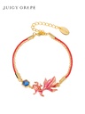 Red Fish Koi And Blue Crystal Enamel Thin Charm Bracelet Jewelry Gift