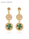 Clover Lucky Leaf Enamel Dangle Stud Earrings Jewelry Gift
