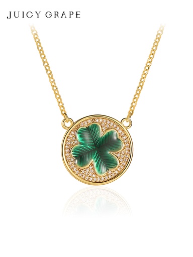 Clover Lucky Leaf Enamel Pendant Necklace Jewelry Gift