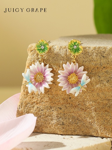 Inlaid Zircon Imitation Ruby Vintage Retro Stud Earrings