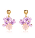 Purple Flower And Gem Enamel Dangle Earrings Handmade Jewelry Gift