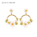 Daisy Flower Enamel Hoop Dangle Stud Earrings Handmade Jewelry Gift