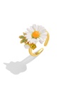 Daisy Flower Enamel Adjustable Ring Handmade Jewelry Gift