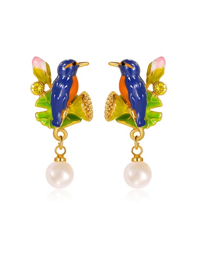 Stone And Pearl Retro Vintage Dangle Earrings