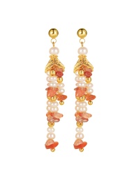 [23062847] Inlaid Crystal Pearl Zircon Retro Vintage Dangle Earrings