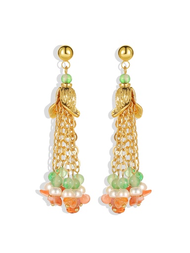 Stone Flower Shape Retro Vintage Stud Earrings
