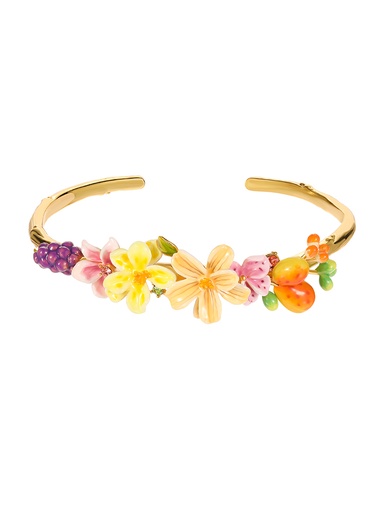 Grape Flower Blossom Branch Enamel Cuff Bracelet Handmade Jewelry Gift