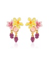 Grape Flower Blossom Enamel Stud Earrings Handmade Jewelry Gift