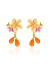 Pear Fruit  Flower Enamel Dangle Earrings Handmade Jewelry Gift