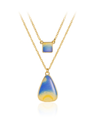 Starry Night Enamel Layered Pendant Necklace Handmade Jewelry Gift