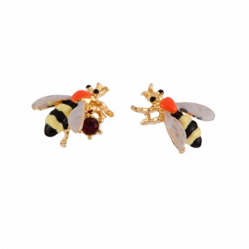 Mini Cute Bee Asymmetrical Enamel Stud Earrings
