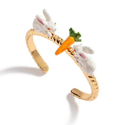 Bunny Rabbit Carrot Enamel Adjustable Bangle Bracelet