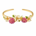 Flower And Raspberry Enamel Bangle Bracelet