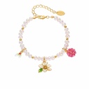 Flower And Raspberry Enamel Pearl Srand Bracelet