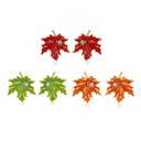 Maple Leaf With Zircon Enamel Stud Earrings
