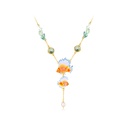 Fish Coral And Pearl Enamel Pendant Necklace
