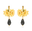 Yellow Flower Cardenia Crystal Drop Enamel Hook Earrings Jewelry Gift