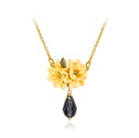 Yellow Flower Cardenia Crystal Drop Enamel Pendant Necklace Jewelry Gift