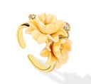 Yellow Flower Cardenia Crystal Enamel Adjustable Ring Jewelry Gift