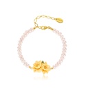 Yellow Flower Cardenia Pearl Enamel Strand BraceletAdjustable Ring Jewelry Gift