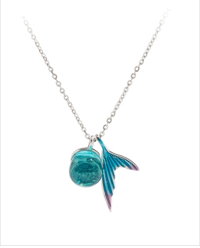 Mermaid Fish Tail Pendant Enamel Necklace
