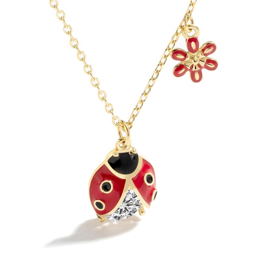 Ladybug With Zircon Enamel Necklace