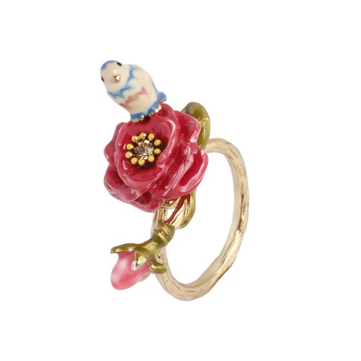 Red Flower And Green Pot Enamel Stud Earring