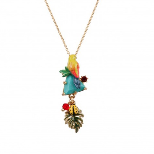 Enamel Glazed Yellow Chick Inlaid Gem Natural Pearl Clavicle Chain Necklace 18K Gold Plated