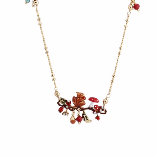 Rabbit on Flowers Pendant Necklace
